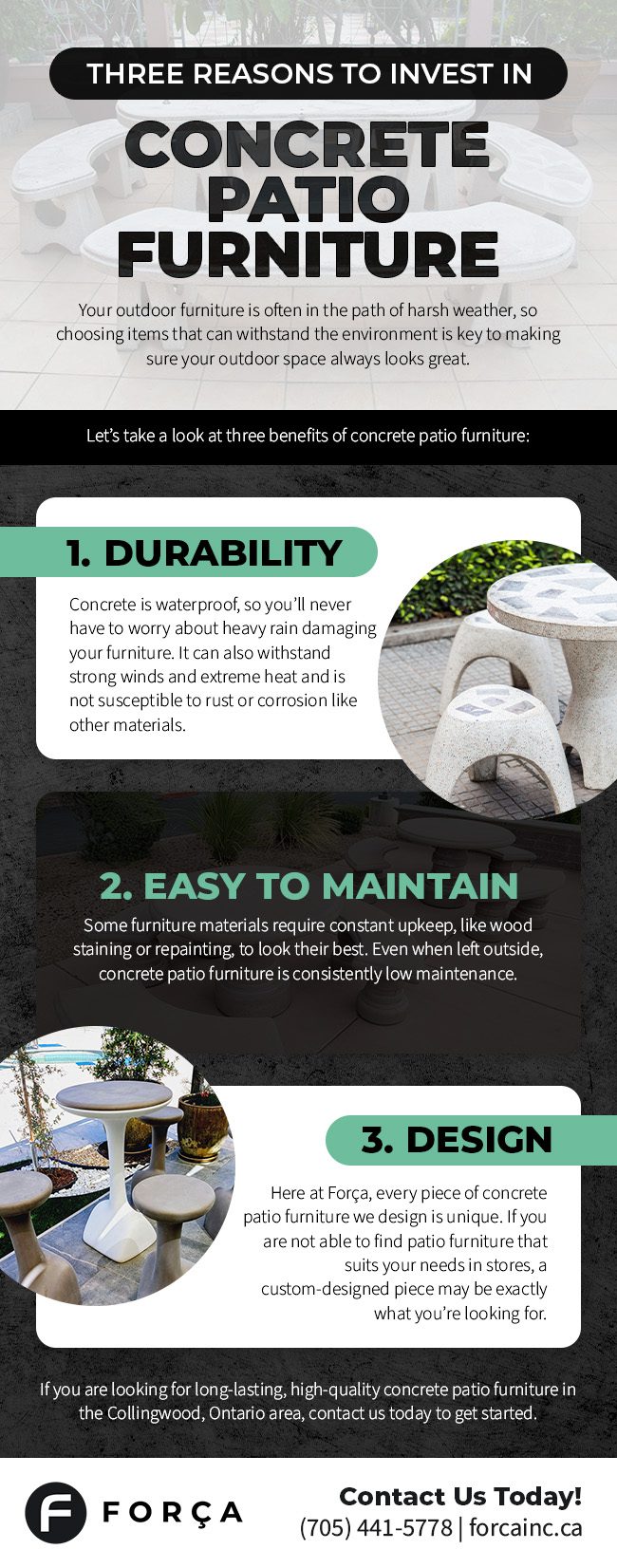Three Benefits of Concrete Patio Furniture 